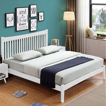 Nordic pure solid wood bed 1 8m double bed Japanese style 1 5m small apartment wedding bed master bedroom furniture queen bed
