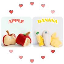 Ins Korean Fruit Series Apple Tibetan Food Peelable Banana Dog Cat Sounding Plush Sniffing Toy