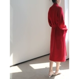 Красная альпака, демисезонный кардиган, длинный свитер, куртка, увеличенная толщина, средней длины