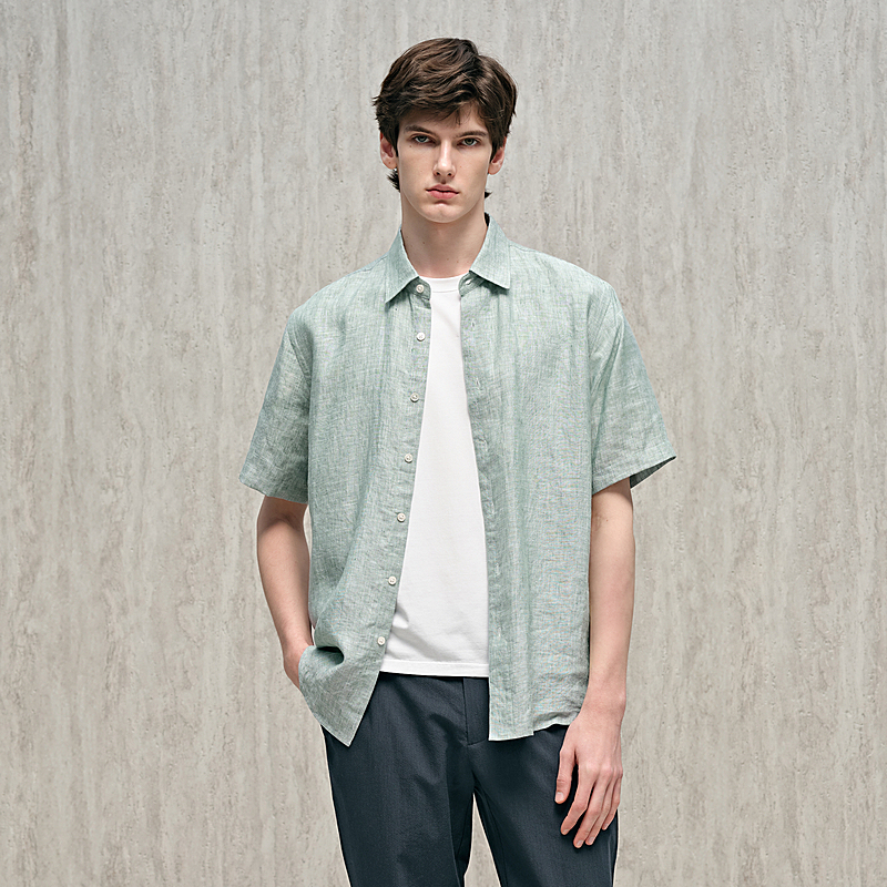 【100% Hemp】 Hanp 26 Spring/Summer Men's Short-Sleeve Casual Simple Fashion Lapel Shirt