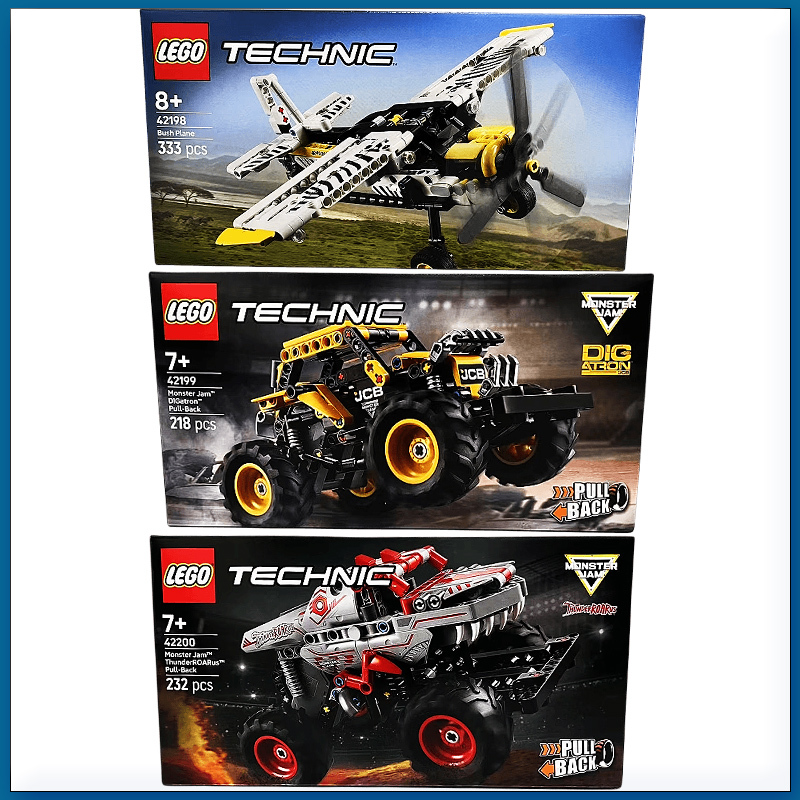 Lego 42198 Jungle Plane 42199/42200 Monster Bulldog Pull-Back Car Building Blocks Boy Toy