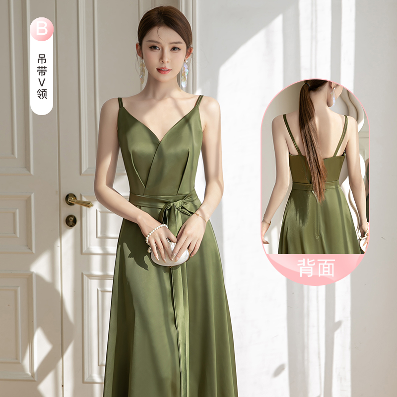  L+Green, long, V-neckline, mid-length  