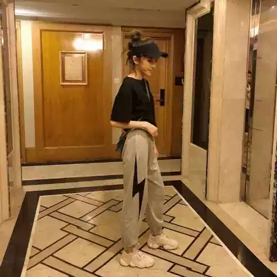 Jazz dance pants ins sports pants female Korean version loose casual Harlan nine points hip hop Hip Hop Hip Hop lightning pants tide