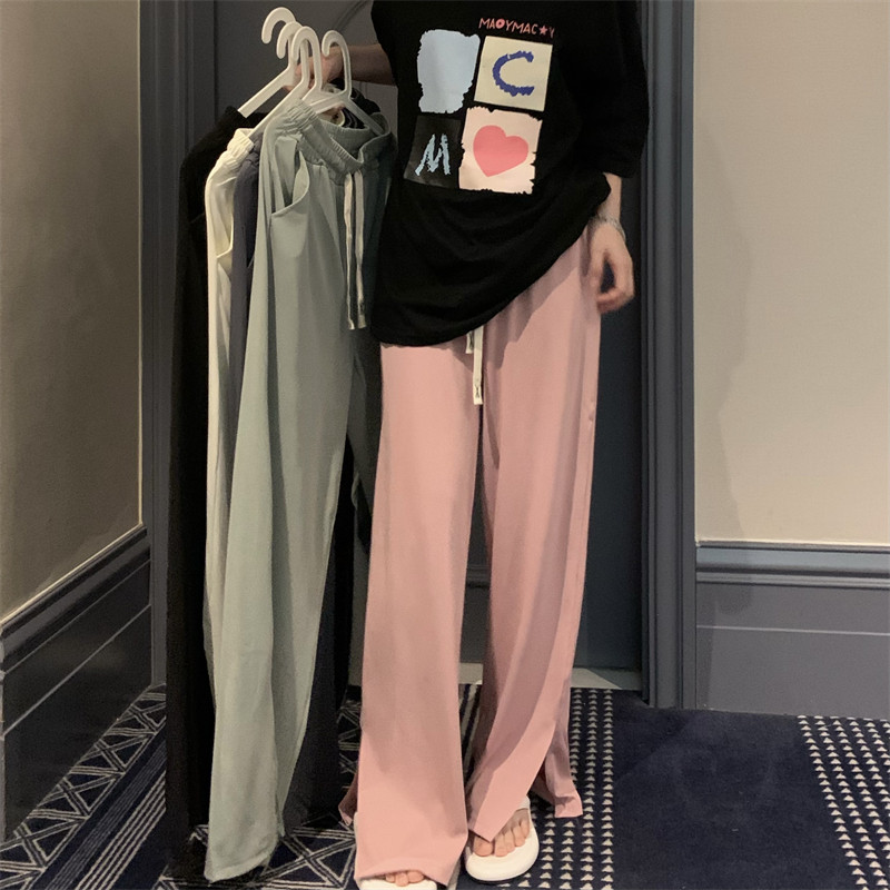 Girls' group style jazz jazz dance pink pants are thin, high waist, droopy, split loose, wide-legged sports pants