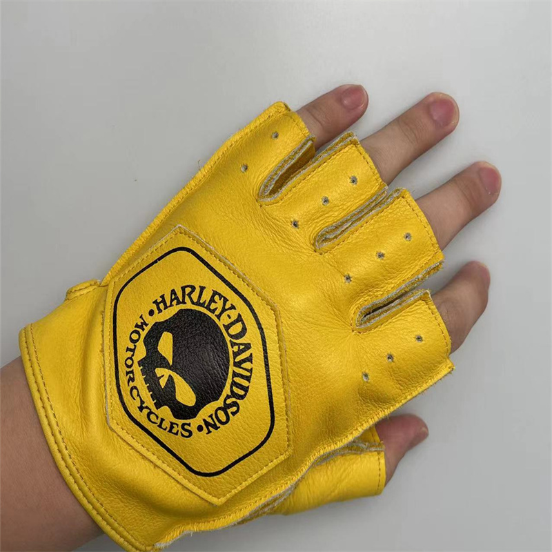 Retro wind cowhide Harley motorcycle riding off-road sports summer non-slip wear-resistant leather gloves men's motorcycle half finger