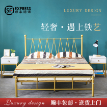 Wrought iron bed Double simple modern iron bed 1 5 meters ins net red princess bed European single iron frame bed 1 8 meters