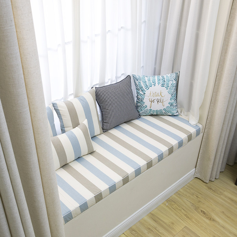 Custom-made simple modern bay window cushion Nordic striped card European and American style cushion tatami sponge cushion window sill cushion