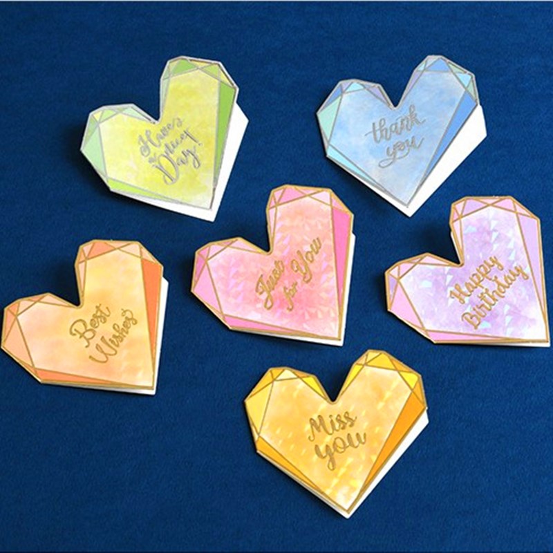 New Tide Diamond Greeting Cards Birthday Card Heart cards Creative Korean version Children (English blessings card) Thanks to the card