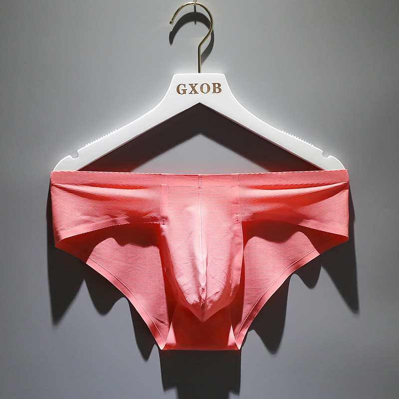 Men's underwear sex confused seamless Ice Silk one piece of breifs cotton low waist solid color silky ultra thin breathable shorts