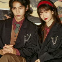 Wine ball ball ALOHA retro Hong Kong style casual suit couple jacket