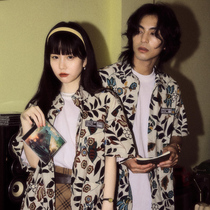 Jiuniangzi ALOHA Hawaiian couple short-sleeved floral shirt