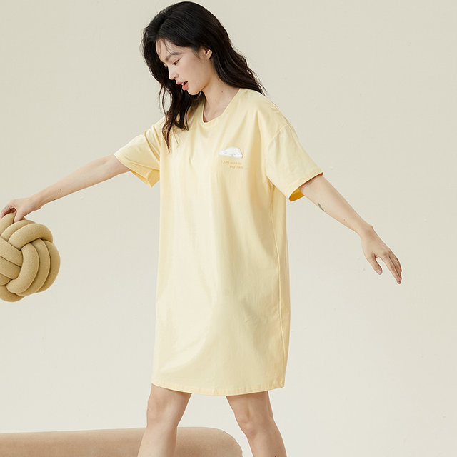 LOUISROYER Women's Summer Cool Shimmer Free BRAT Shirt with Pad Pajamas and Nightdress J23LF1573