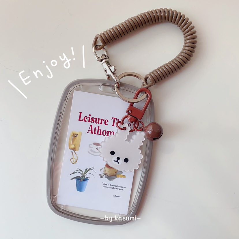 Original curly hair small Rabbit Pendant Bus Key Access Campus Meal Cutting Sleeve Work License Plate Transparent Document Sleeve 