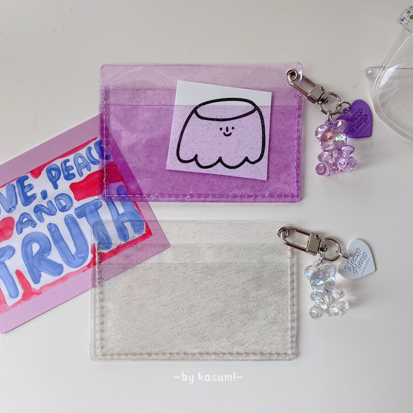 Kasumi Homemade Crystal Bear Hanging Transparent Flash Maiden Card Shelf Bus Ban Card