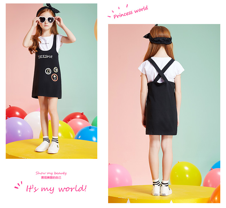 Desha girl set mùa hè mới đặt thư in trẻ em lớn 2 bộ quần lót bé trai