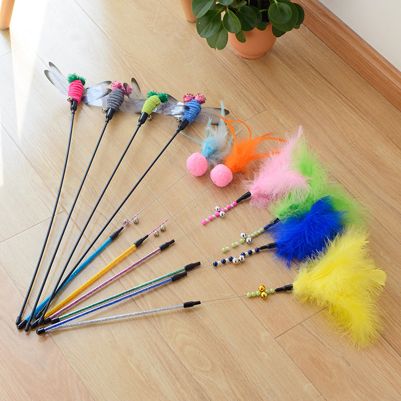 Pet Cat Toy Classic Feather Flower Wire Rod Funny Cat Stick Interactive Cat Toy 9