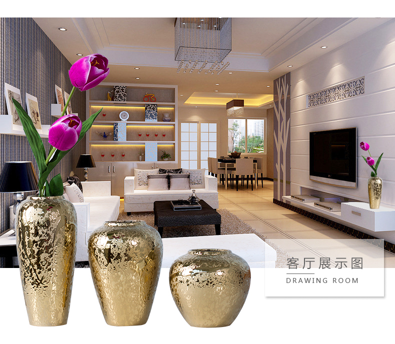 Jingdezhen ceramic European golden vase furnishing articles sitting room flower arranging creative porcelain decoration Nordic marriage office