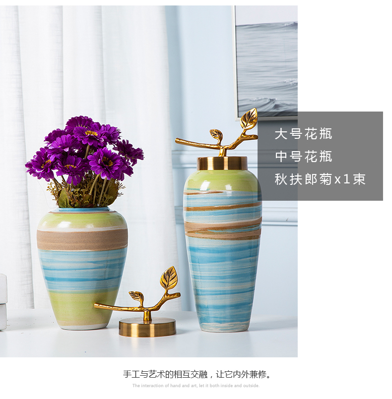 Jingdezhen porcelain furnishing articles sitting room tea table wine table decoration vase color ceramic bottle of flower arranging art suits for