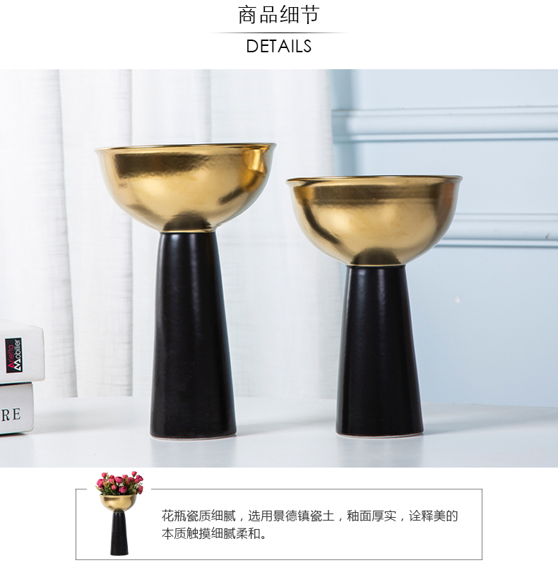 Jingdezhen ceramic vases, the sitting room porch decoration to the hotel rich ancient frame art porcelain vases black metal furnishing articles