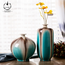 Jingdezhen ceramic plug Vase ornaments Blue simple European living room TV cabinet creative home decoration decoration