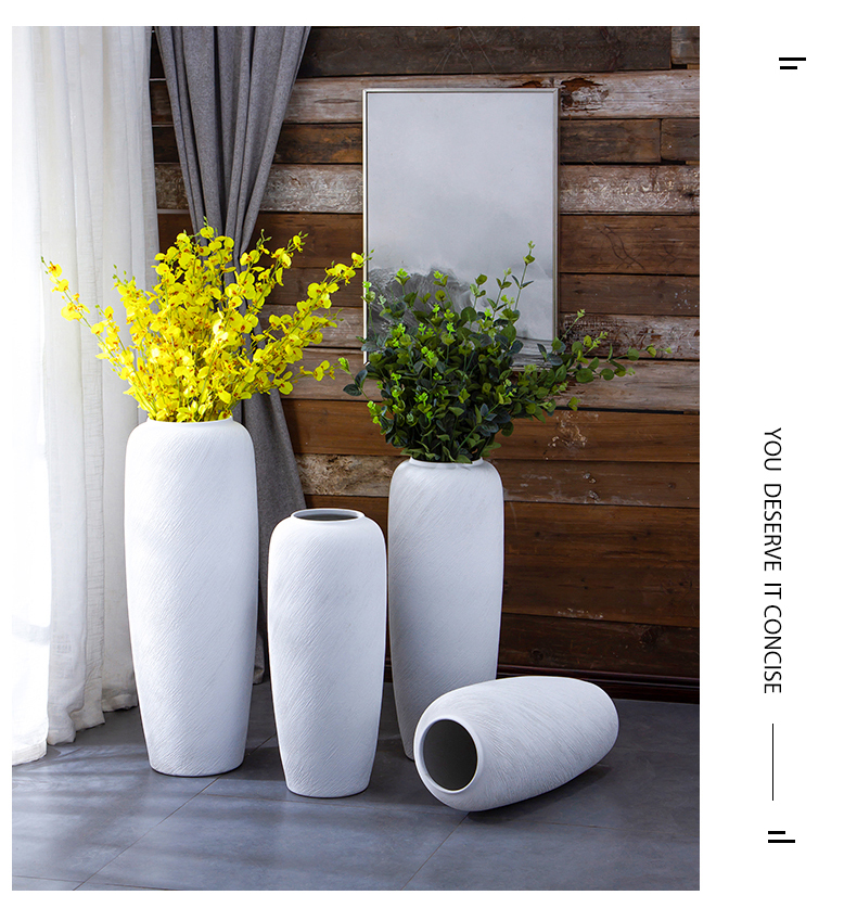 Jingdezhen ceramic vase furnishing articles thread landing large white flower arranging the sitting room is contracted modern new Chinese style living room