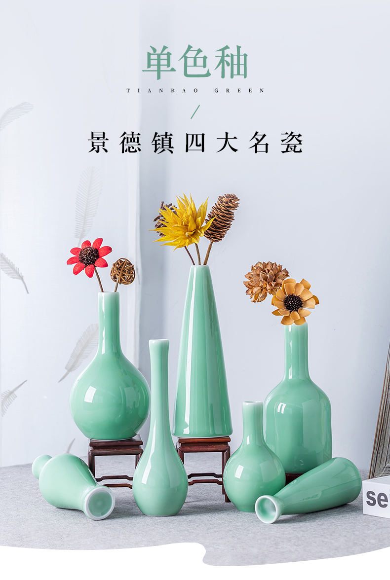 Jingdezhen contracted wind monochromatic glazed pottery porcelain vase furnishing articles office desk living room TV cabinet table flower decoration