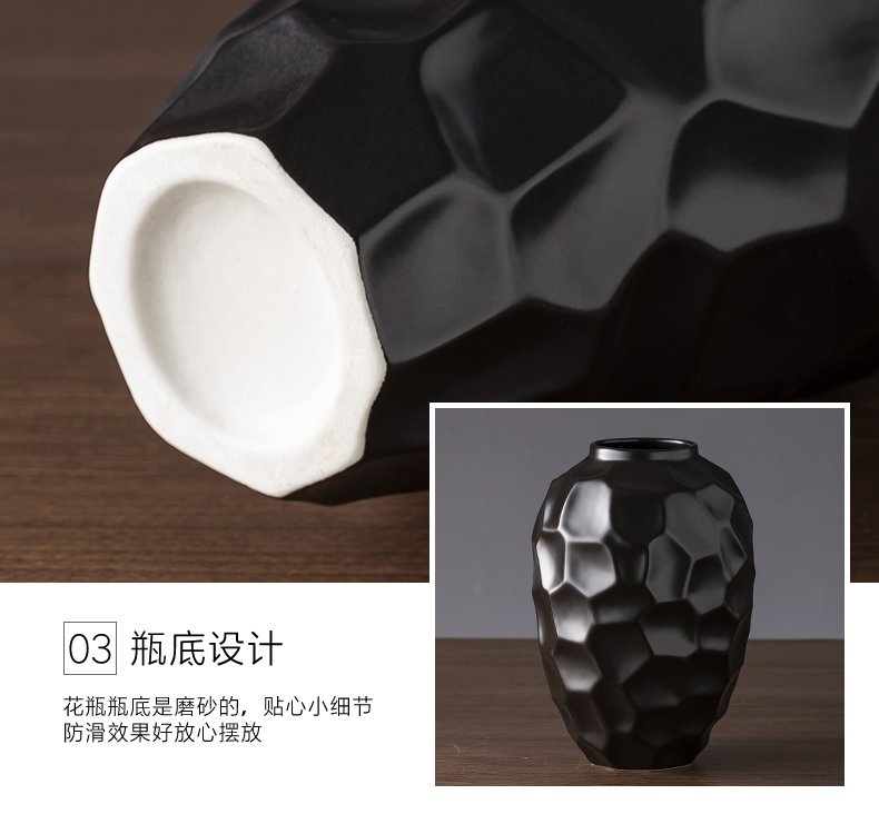 Jingdezhen ceramic vase Nordic I and contracted black desktop zen dry flower vase sitting room creative furnishing articles