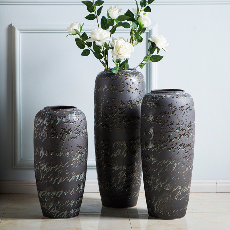 Jingdezhen ceramic vases, flower arrangement sitting room big vase furnishing articles large - sized high ground black home decoration vase