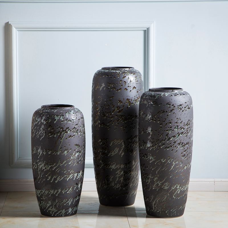 Jingdezhen ceramic vases, flower arrangement sitting room big vase furnishing articles large - sized high ground black home decoration vase