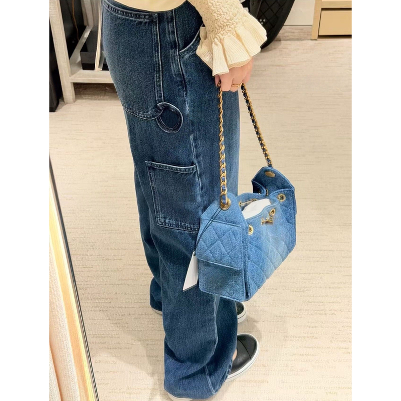 26P Celebrity-Inspired Pants Jennie Style Straight-Leg Denim Jeans Chanel-Inspired Loose Trendy Workwear Long Pants