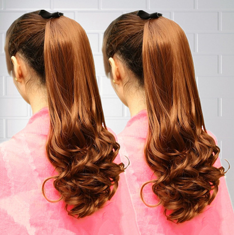 Dongguan Celebrity Wig Women's Long Curly Hair Wig with Tie-Back Ponytail Golden Yellow Clip High Ponytail Dongguan Celebrity Wig Women's Long Curly Hair Wig with Tie-Back Ponytail Golden Yellow Clip High Ponytail