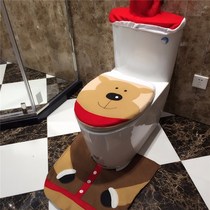 3pcs set Christmas Bear Toilet Seat Cover Rug Bathroom Set