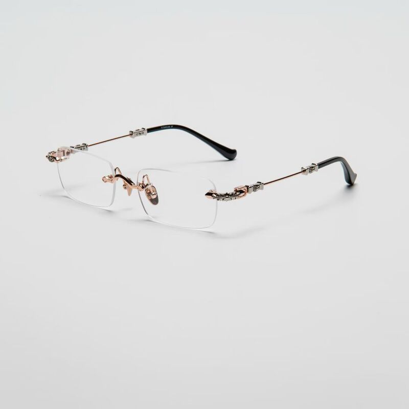Kro Rimless Pure Titanium Ultra-Light Glasses, Same Style as Jackson Wang, Gothic Carved 925 Silver Pills Iii Prescription Eyeglass Frame Kro Rimless Pure Titanium Ultra-Light Glasses, Same Style as Jackson Wang, Gothic Carved 925 Silver Pills Iii Prescription Eyeglass Frame