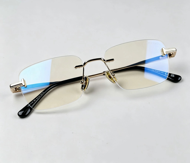 Tf Frameless Ultra-Light Elegant Business Casual Glasses Can Be Equipped with Myopia-Proof Blue Light-Changing Progressive Multi-Focus Lenses
