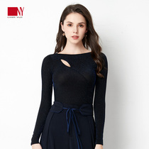 Na Yi NY Latin dance suit female adult sexy cut-out top new modern dance suit long sleeve T-shirt dance suit