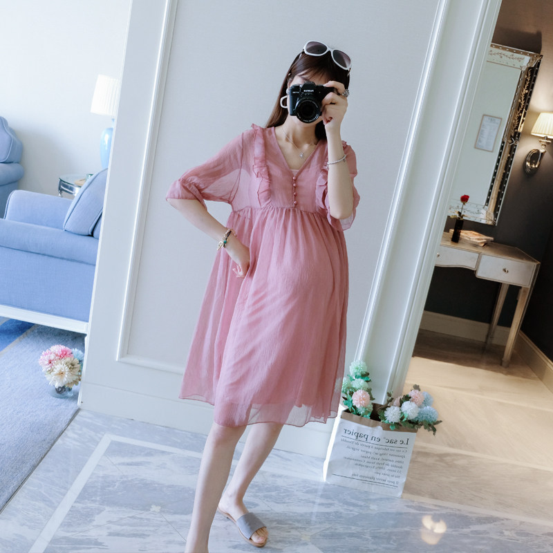 Pregnant women summer suit 2022 new fashion pregnant women dress two-piece big belly woman clothes summer Korean version