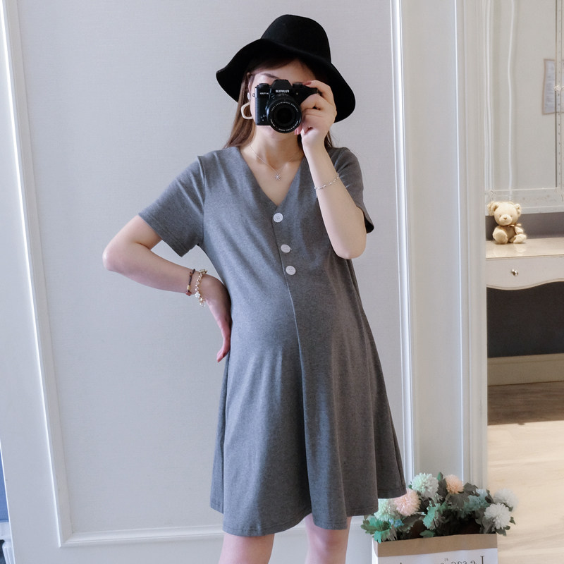 Maternity summer dress 2022 new fashion maternity skirt summer Korean version loose tide mom summer maternity top