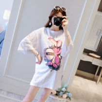 Maternity summer tops 2022 new fashion loose Korean version pregnant womens t-shirts mid-length pregnancy clothes summer