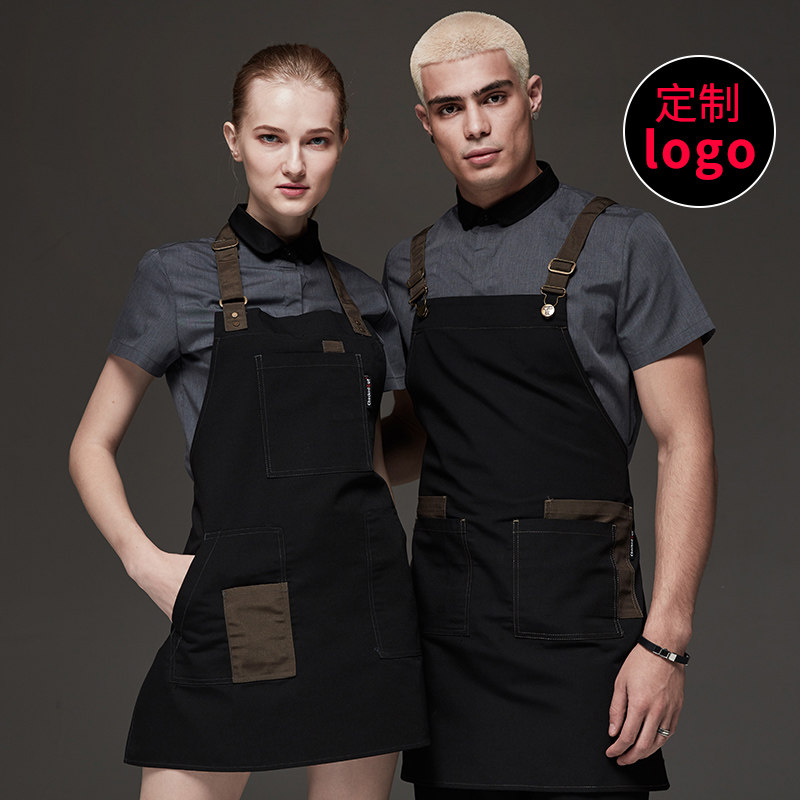 Waterproof apron cotton home kitchen waist female baby bag painting coffee dining room Foreign pie canvas work apron men