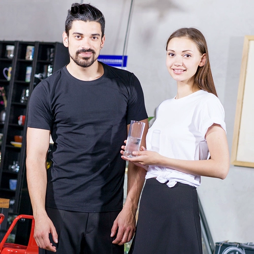 Кофейная весенняя летняя футболка для работы подходит для мужчин и женщин, короткий рукав