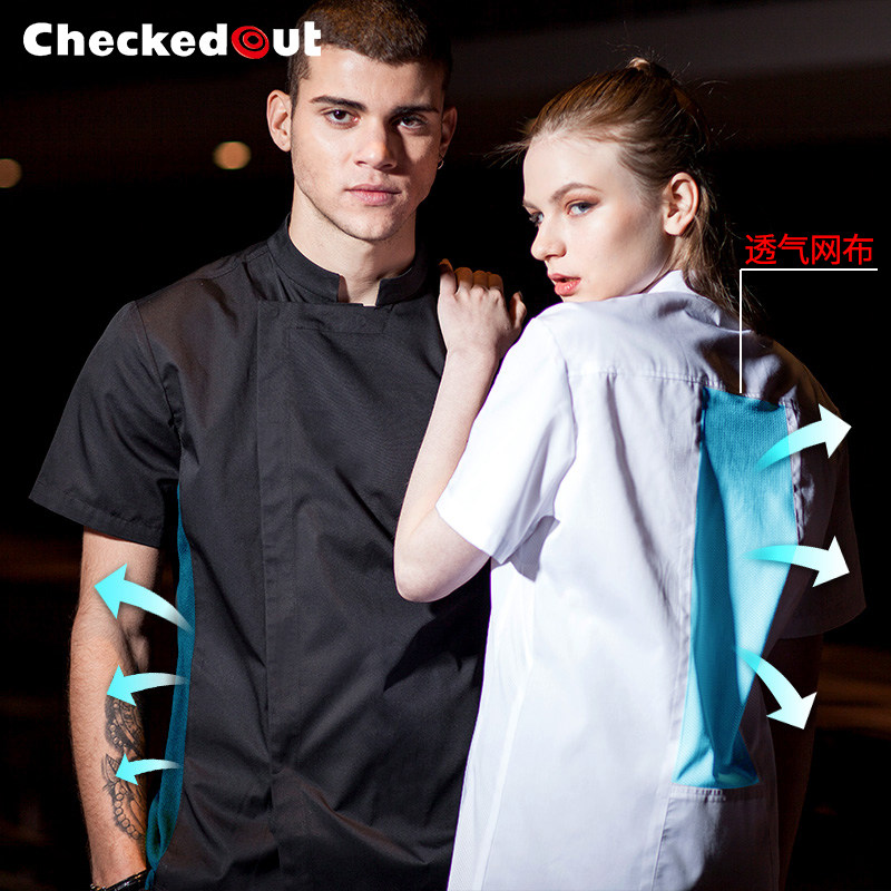Multi-rice to cook with short sleeves Waterproof Rear Kitchen Catering Hotel Tooling Custom-made Chefs Serve Spring Summer Clothing