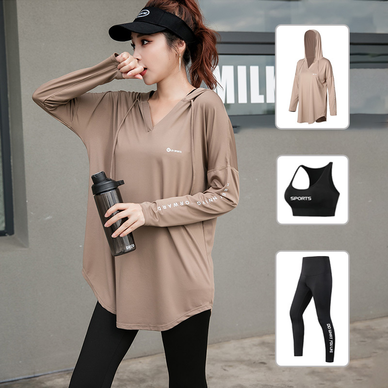 Sports Suit for Women 2026 Spring and Summer Large Size Loose Hip-Covering Long-Sleeved Yoga Clothes Gym Morning Running Quick-Drying Clothes Sports Suit for Women 2026 Spring and Summer Large Size Loose Hip-Covering Long-Sleeved Yoga Clothes Gym Morning Running Quick-Drying Clothes