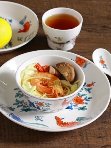 Chicken Jar Color Antique Classic Festive Four-Piece Ceramic Supplies Club Box Decoration Plate Bowl Dish & Plate Suit C