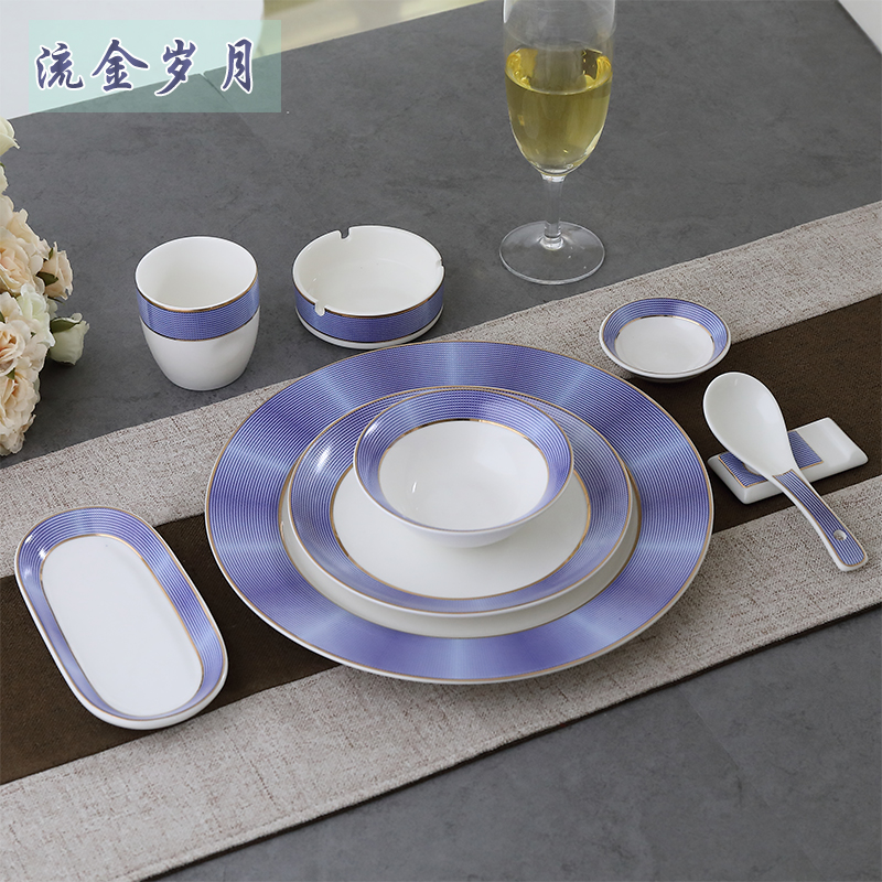 Ceramic tableware set custom logo table hotel ceramic bowl spoon dish hot pot restaurant restaurant custom four-piece set