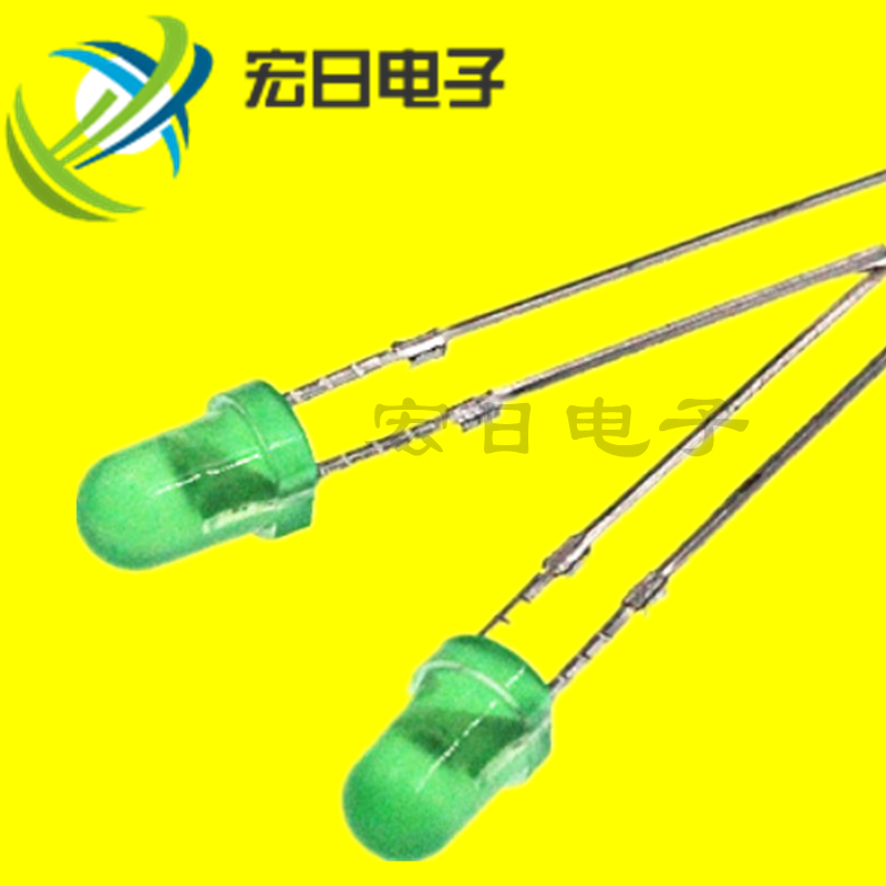 3MM 5MMLED F3 F3 F5 green hair green LED light bead short foot long foot bright fog-like green light