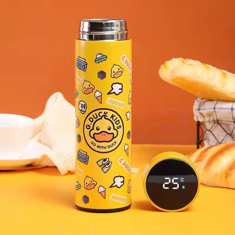 Small yellow duck intelligent sensible temperature 304 stainless steel insulated cup active companion gift giving customer gift water glass giver-Taobao