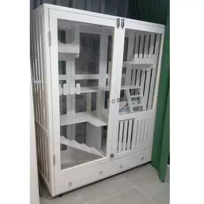 Nordic style cat villa solid wood cat house apartment display cabinet Cat nest Cat cage Chinchilla cage