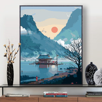 Digital oil painting diy hand-filled color decompression figure oil color painting modern simple decorative painting flower Nordic Elk