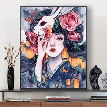 Digital oil painting diy hand-filled color decompression flower feast girl decorative painting modern simple hand painted color oil painting