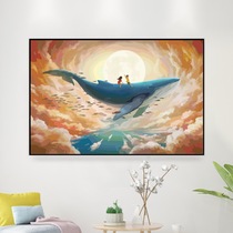 diy digital oil painting dream cured whale Kun sea hand-painted filling paint living-room with large decorative oil color painting